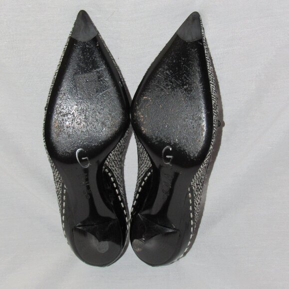 Vtg Casadei Italy Black Patent Leather Herringbone Buckle Pointed Toe Heels 8.5 - Picture 4 of 6